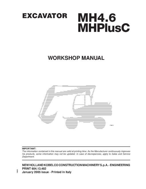 New Holland MH Plus C and MH4.6 Wheeled Excavators Workshop Manual (60413482)