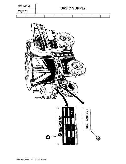 New Holland SB36, SB56, SB58, SB60, SB62 and SB64 Grape Harvesters Service Manual (6048223100)