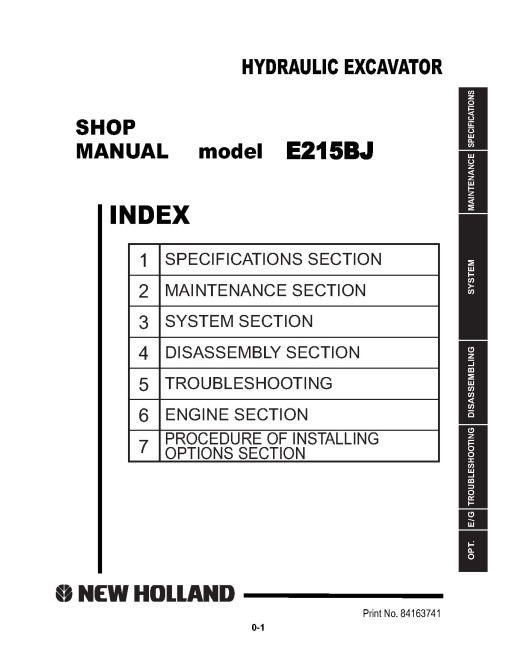 New Holland E215BJ with Hino Engine Hydraulic Excavators Repair Manual (84163741) New Holland E215BJ with Hino Engine Hydraulic Excavators Repair Manual (84163741)