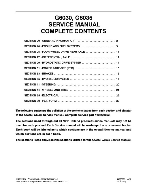 New Holland G6030 and G6035 Commercial Mowers Service Manual (84203602)
