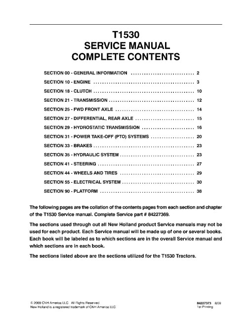 New Holland T1530 Tractors Service Manual (84227369)