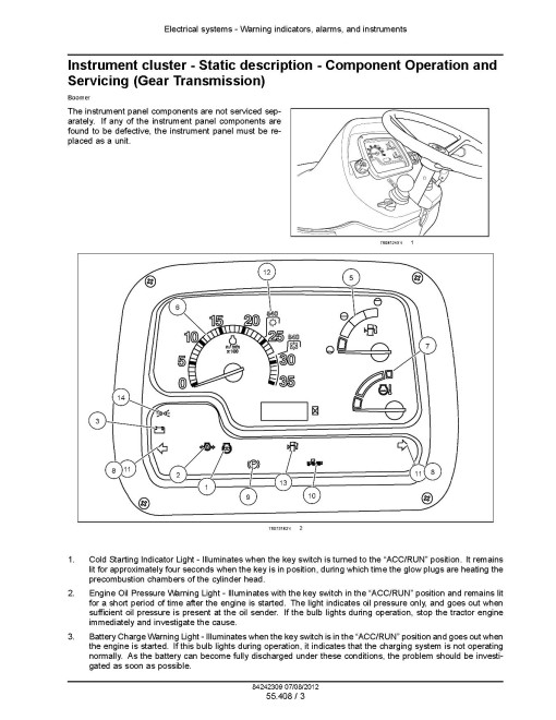 New Holland Boomer 3040, 3045 and 3050 Compact Tractors w.Hydrostatic or 12x12 Gear Transmission Service Manual (84242309)