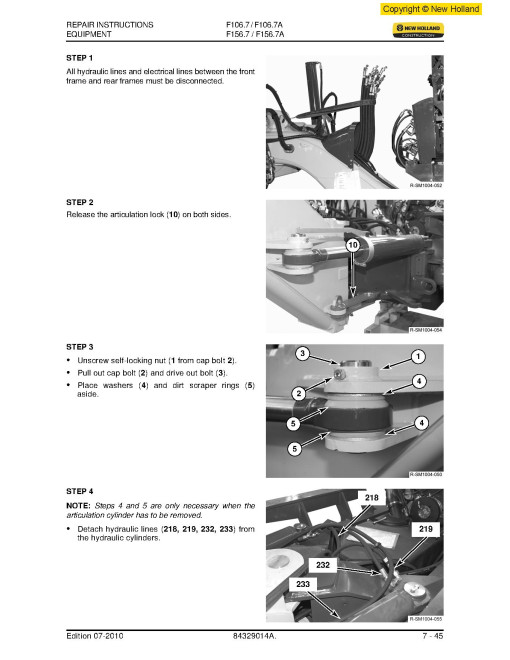 New Holland F106.7, F106.7A, F156.7 and F156.7A Tier 3 Graders Service Manual (84329014A)
