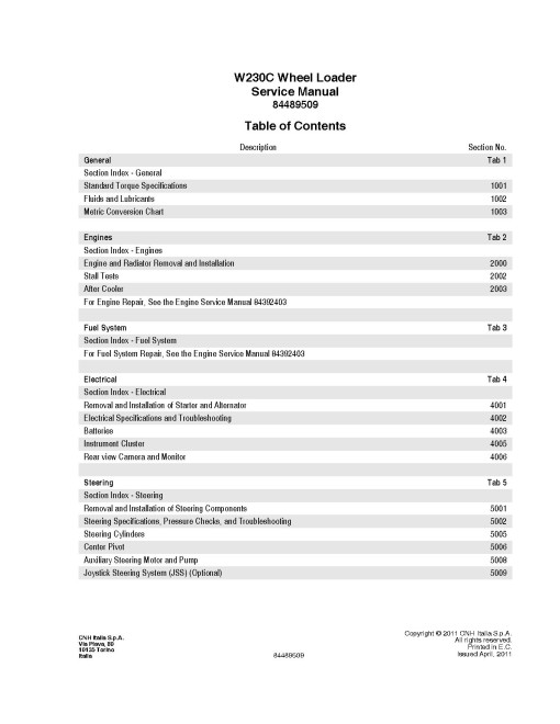 New Holland W230C Wheeled Loaders Service Manual (84489509) New Holland W230C Wheeled Loaders Service Manual (84489509)