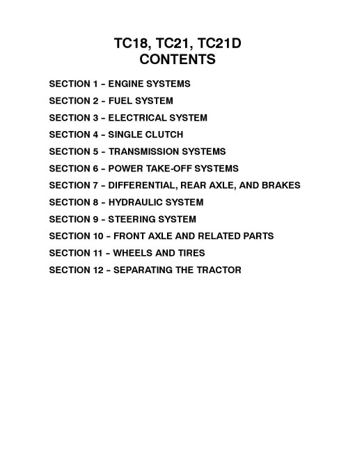 New Holland TC18, TC21 and TC21D Compact Tractors Service Manual (86590938)