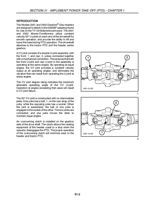 New Holland 2331 and 2332 Disc Headers for TV140 Repair Manual (86643834)