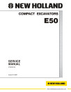 New Holland E50 Compact Excavators (North American Edition) Repair Manual (87360588NA)
