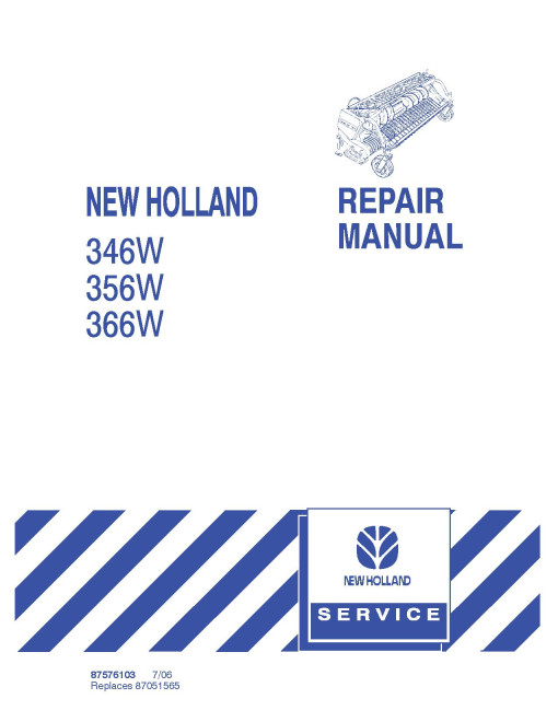 New Holland 346W, 356W and 366W Forage Pick-up Headers Repair Manual (87576103)