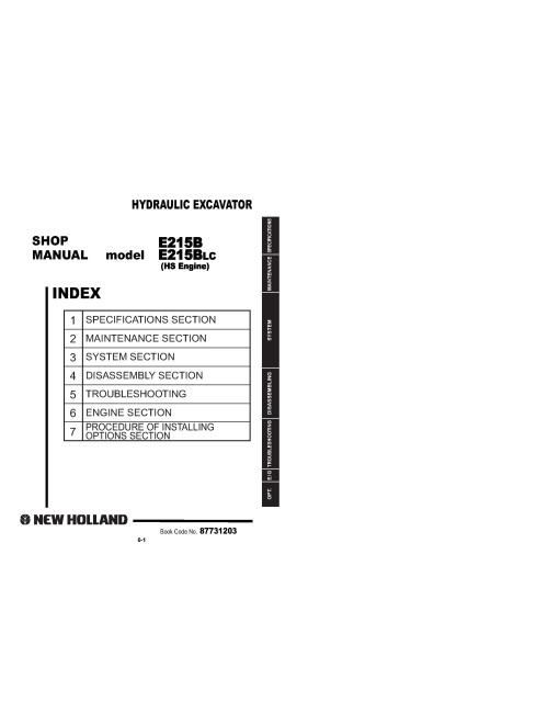New Holland E215B and E215B LC Hydraulic Excavators with HS Engines (Russia) Workshop Manual (87731203) New Holland E215B and E215B LC Hydraulic Excavators with HS Engines (Russia) Workshop Manual (87731203)