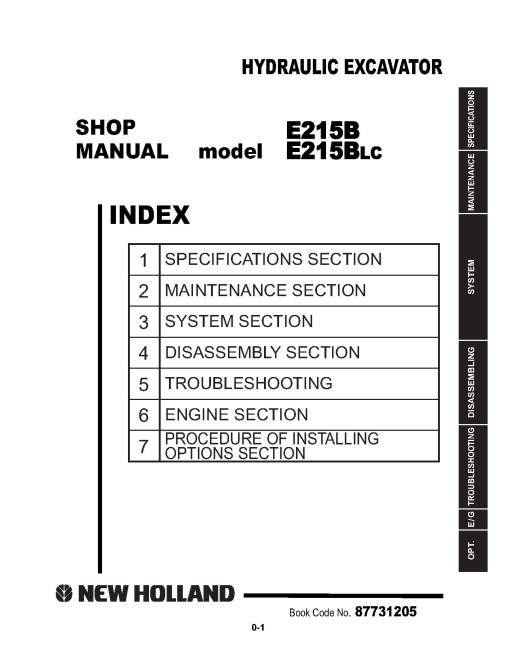 New Holland E215B and E215B LC Hydraulic Excavators (Middle East) Workshop Manual (87731205) New Holland E215B and E215B LC Hydraulic Excavators (Middle East) Workshop Manual (87731205)
