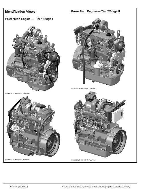 Powertech 4045, 6068 Tier1/Stage I, Tier2/Stage II, Tier3/Stage IIIA, Tier3/Stage IIA Tier3/Stage III Diesel Engines (Base Engine) Component Technical Manual (CTM104) Powertech 4045, 6068 Tier1/Stage I, Tier2/Stage II, Tier3/Stage IIIA, Tier3/Stage IIA Tier3/Stage III Diesel Engines (Base Engine) Component Technical Manual (CTM104)