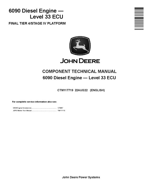 Powertech 6090 FINAL TIER 4/STAGE IV Diesel Engines with Level 33 ECU Technical Manual (CTM117719) Powertech 6090 FINAL TIER 4/STAGE IV Diesel Engines with Level 33 ECU Technical Manual (CTM117719)