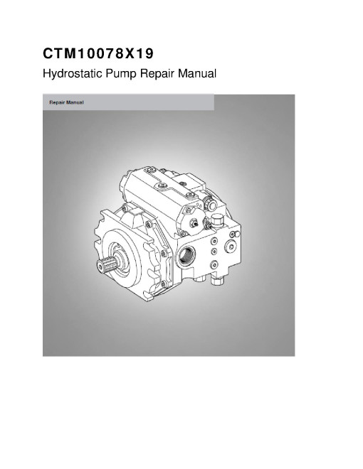 Rexroth A4VG Axial Piston Variable Hydraulic Pumps Component Technical Manual (CTM10078X19)