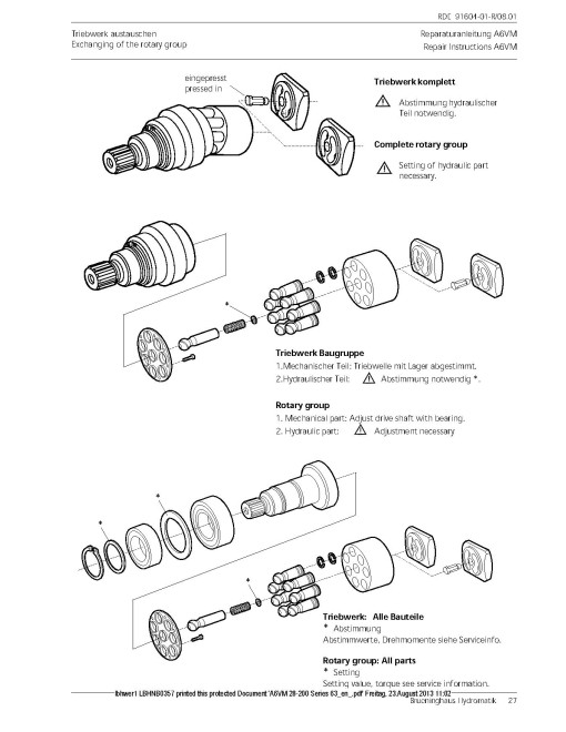 Rexroth A6VM Hydrostatic Motors Component Technical Manual (CTM10079X19)