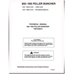850 and 950 (SN: 10BA1272-) Tracked Feller Bunchers Technical Manual (TMF435673)