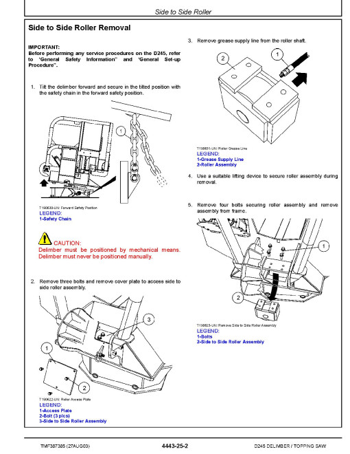 Waratah D245 (PIN: WCD245X018001-) Delimber / Topping Saw Technical Manual (TMF387385)