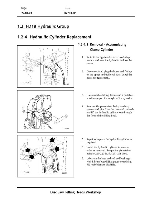 Waratah FD18, FD21 and FD22 Felling Heads Technical Manual (TMF381707)