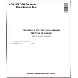 XCG 240LC-8B Crawler Excavators Operation and Test Manual (TM11478)