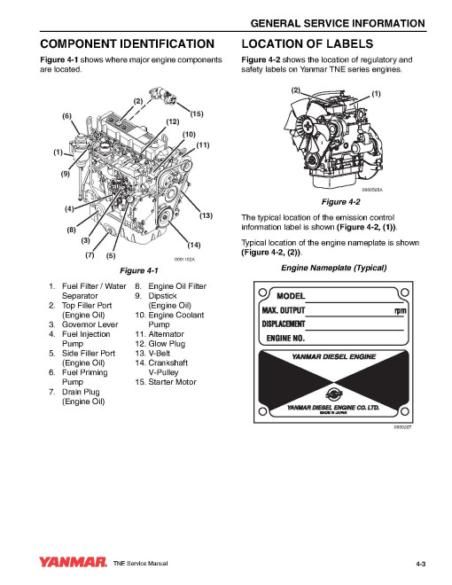Yanmar 4TNE92-NMH, 4TNE92-NMHA and 4TNE98-NMH Diesel Engines Service Manual (0B2991-U0001)