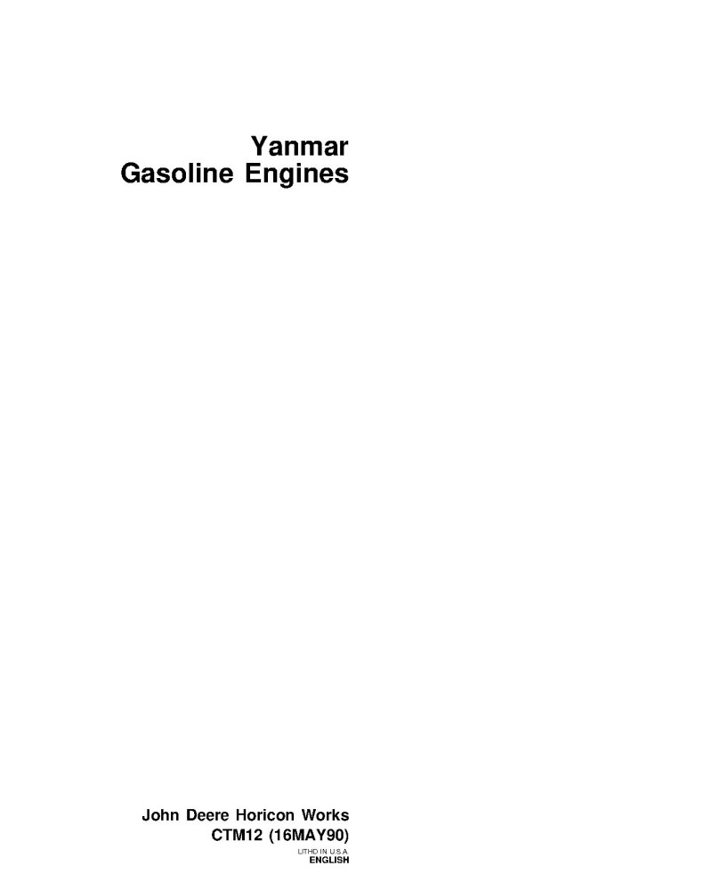 Yanmar 3TG66 and 3TG72 Gasoline Engines Component Technical Manual (CTM12)