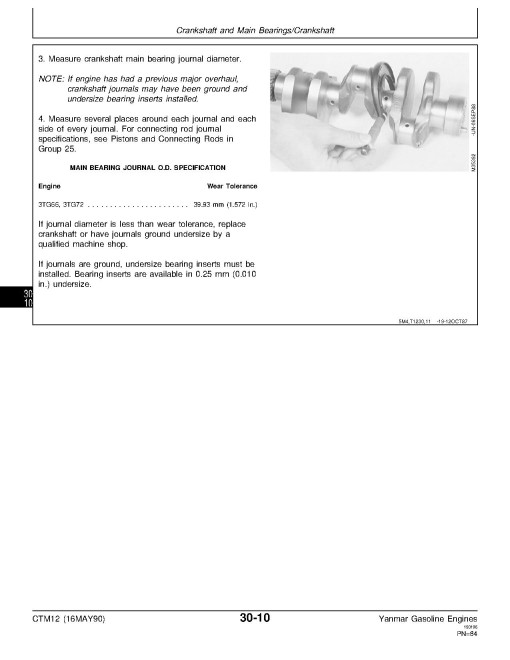 Yanmar 3TG66 and 3TG72 Gasoline Engines Component Technical Manual (CTM12)