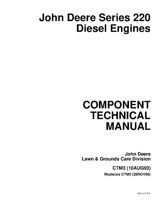 Yanmar 3TN66, 3TN75, 3TN78, 3TN82, 3TN84, 3TNA72, 3TNA82, 3TNC78, 4TN100, 4TN78T, 4TN82 and 4TN84(T) Diesel Engines Engine Technical Manual (CTM3)