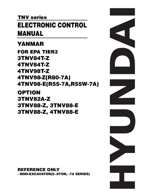 Yanmar 3TNV82A-Z, 3TNV84T-Z, 3TNV88-E, 3TNV88-Z, 4TNV84T-Z, 4TNV88-E, 4TNV98-E, 4TNV98-Z, 4TNV98T-Z Tier 3 Diesel Engines Electronic Control Technical Manual